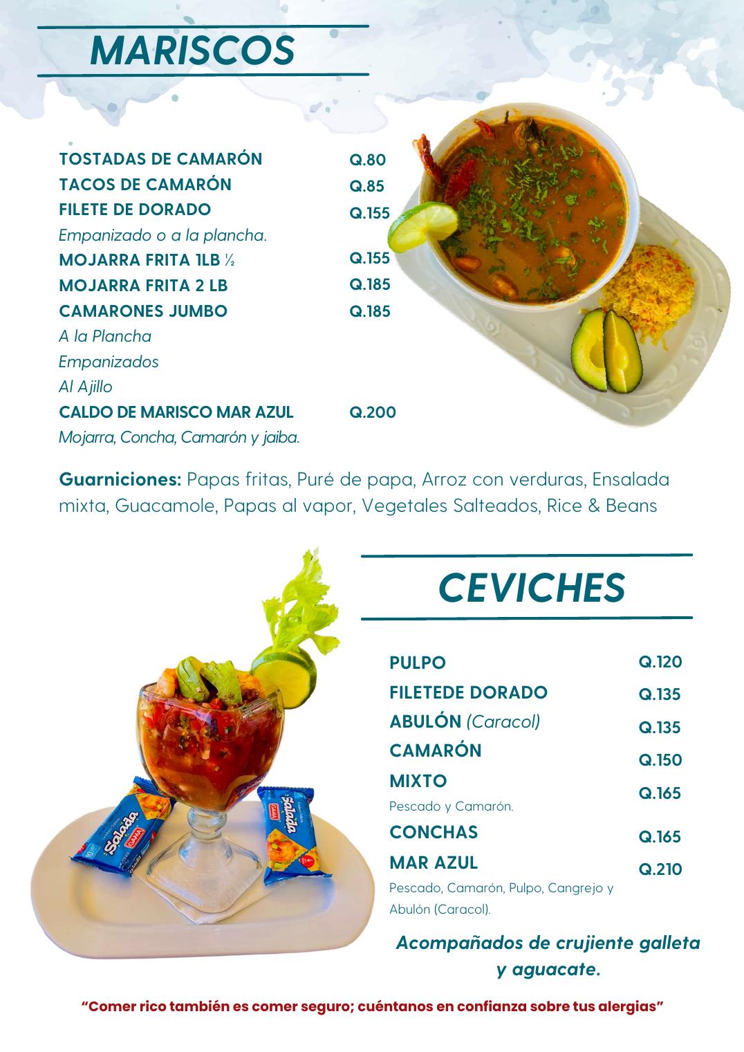 Mariscos y ceviches — Ver página completa